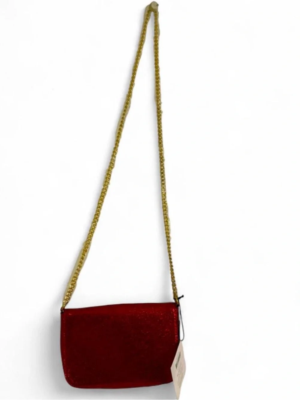 Jimmy Choo Red Glitter Crossbody with Gold Chain Strap